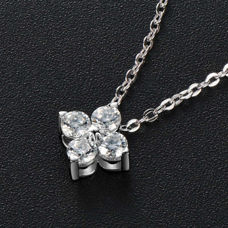 Glimora Lucky Clover Necklace Four Leaf Certified D0.40CT Moissanite Pendant
