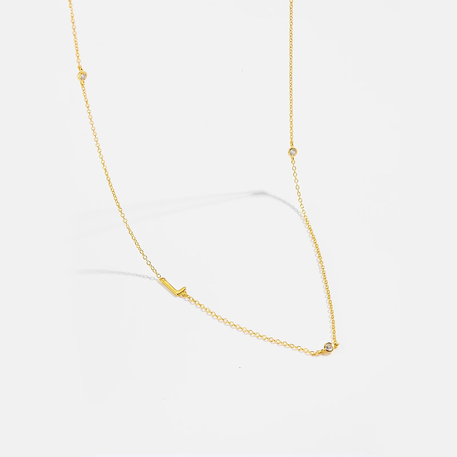 925 Sterling Silver Gold Letter Plain Pendant Choker Charm Necklace 26 Letter Alphabet