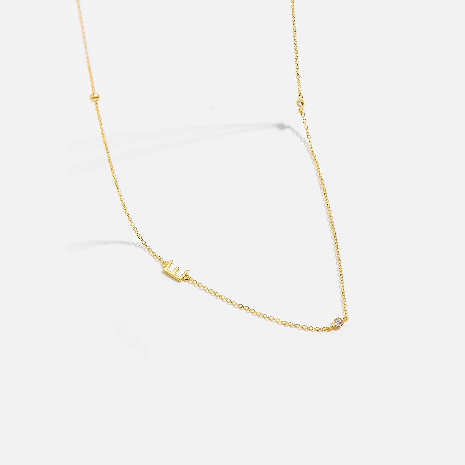 925 Sterling Silver Gold Letter Plain Pendant Choker Charm Necklace 26 Letter Alphabet