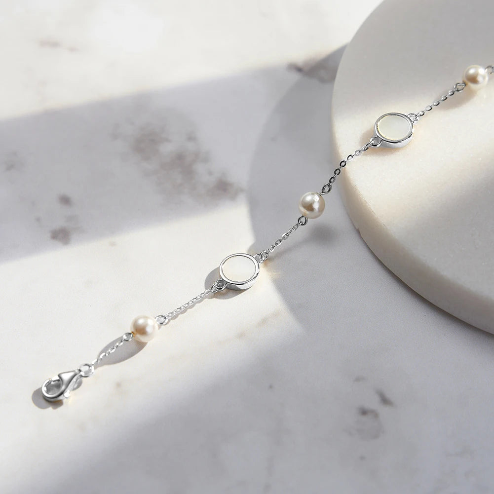 Glimora 14K Gold 925 Sterling Silver Shell Bracelet