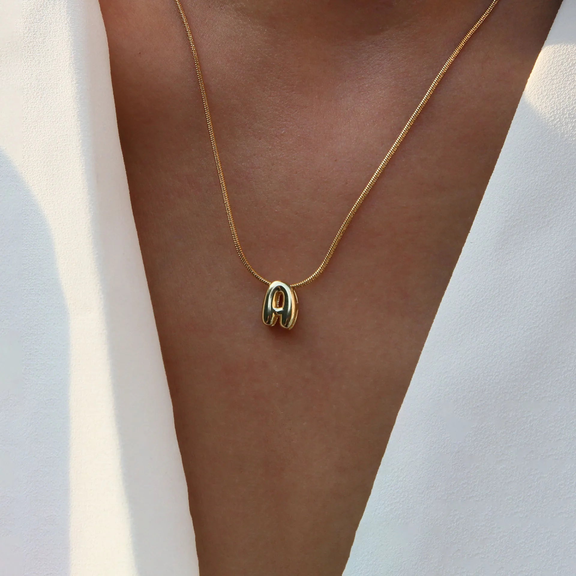 Gold Plated Balloon 26 Alphabet Letter Pendant Necklace