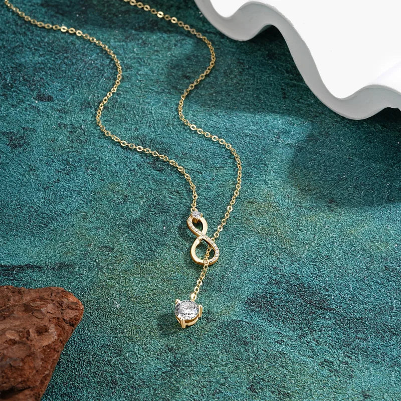 925 Silver Infinity Necklace  - 6.5mm D Color Moisasnite Pendant Y Shape Necklaces