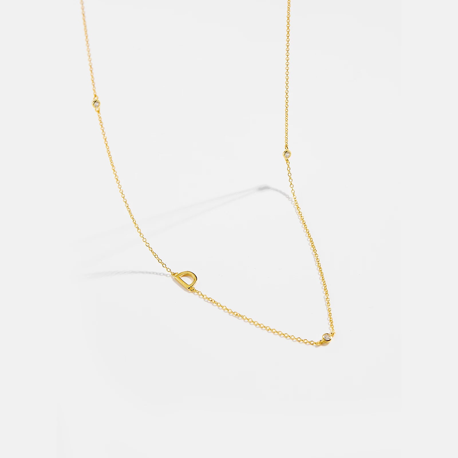 925 Sterling Silver Gold Letter Plain Pendant Choker Charm Necklace 26 Letter Alphabet