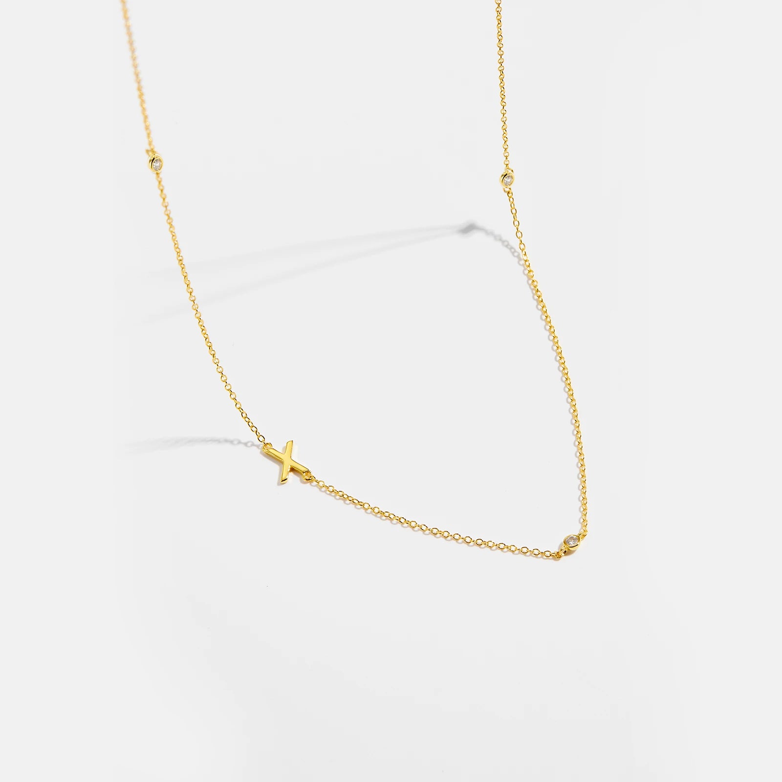 925 Sterling Silver Gold Letter Plain Pendant Choker Charm Necklace 26 Letter Alphabet
