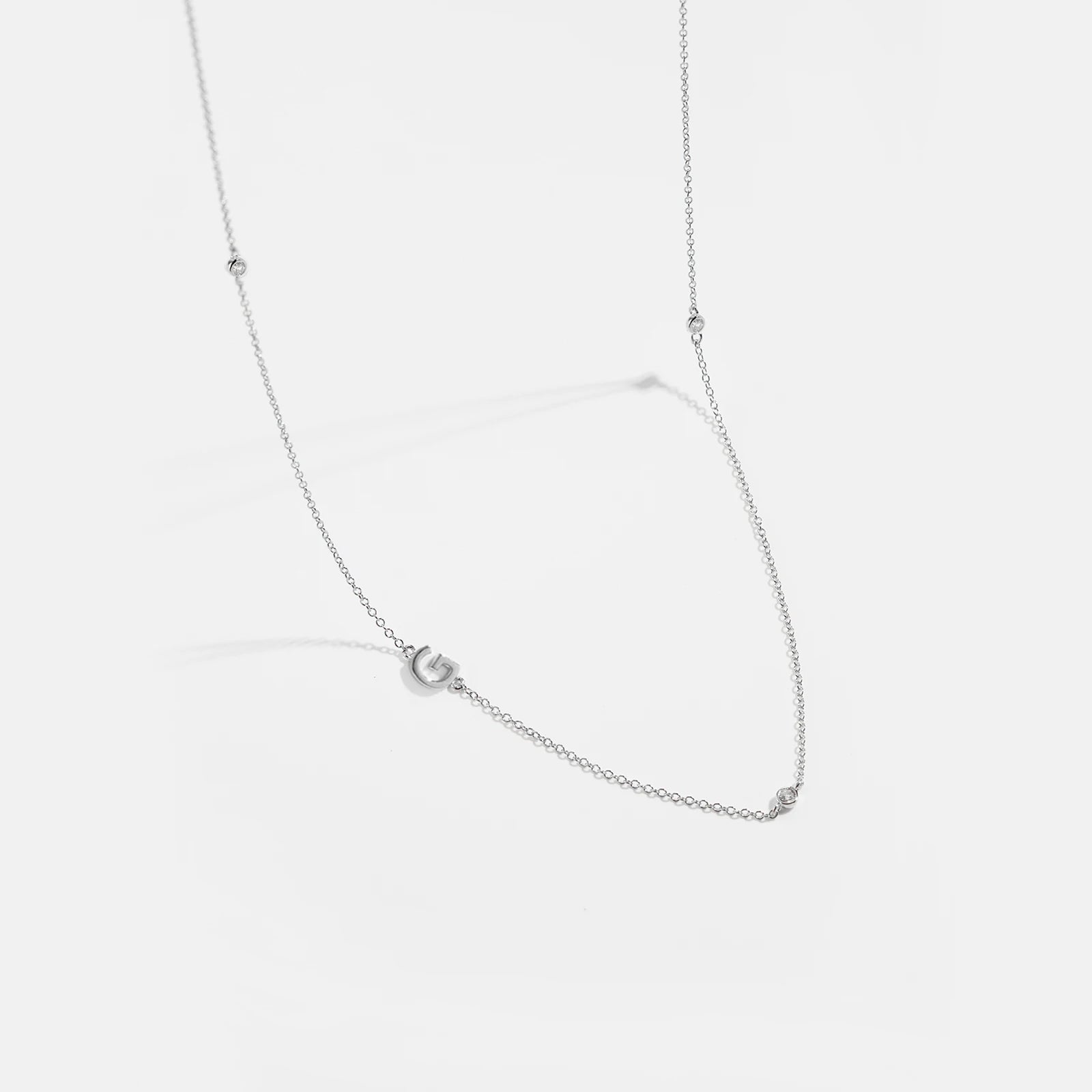 925 Sterling Silver Gold Letter Plain Pendant Choker Charm Necklace 26 Letter Alphabet