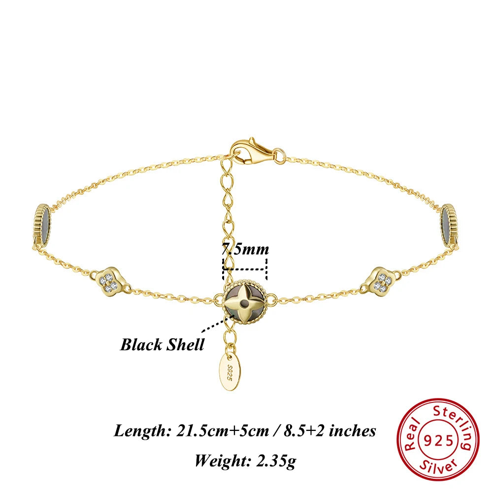 Glimora 925 Sterling Silver Four Leaf Clover Anklet