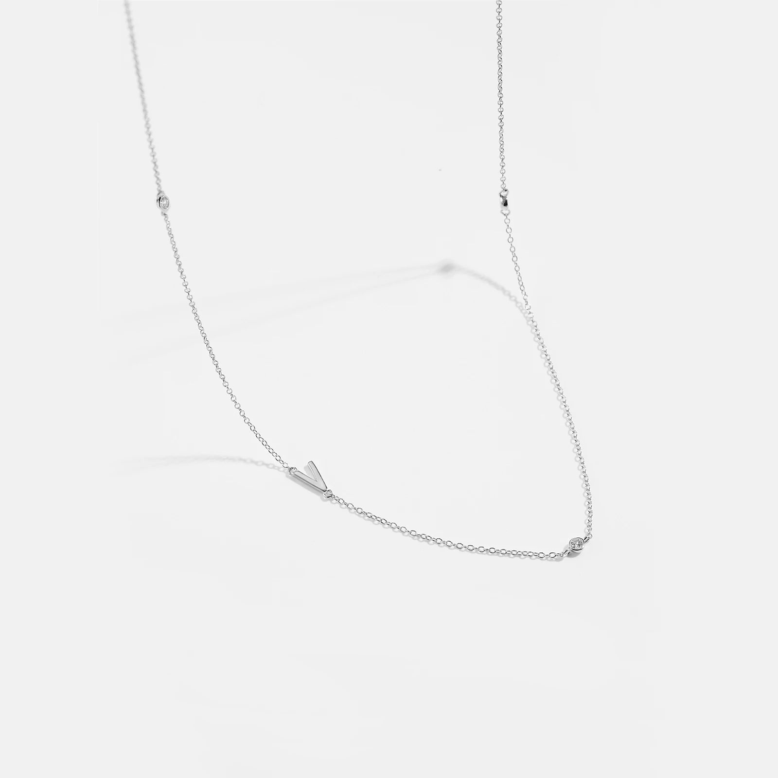 925 Sterling Silver Gold Letter Plain Pendant Choker Charm Necklace 26 Letter Alphabet