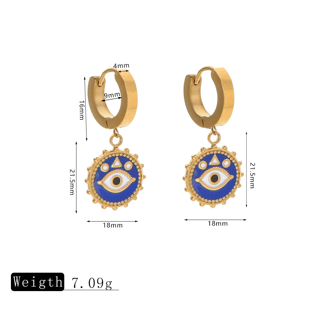 Stainless steel Turkish Evil Eye Earring Dangles Personalized Enamel Jewelry