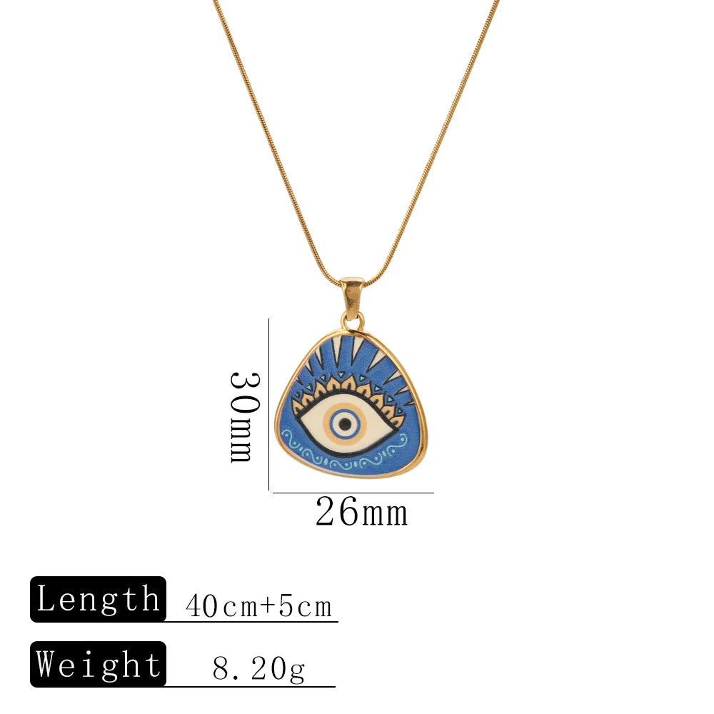 Cyberpunk Style Stainless Steel Evil Eye Gold-Plated Pendant Necklace