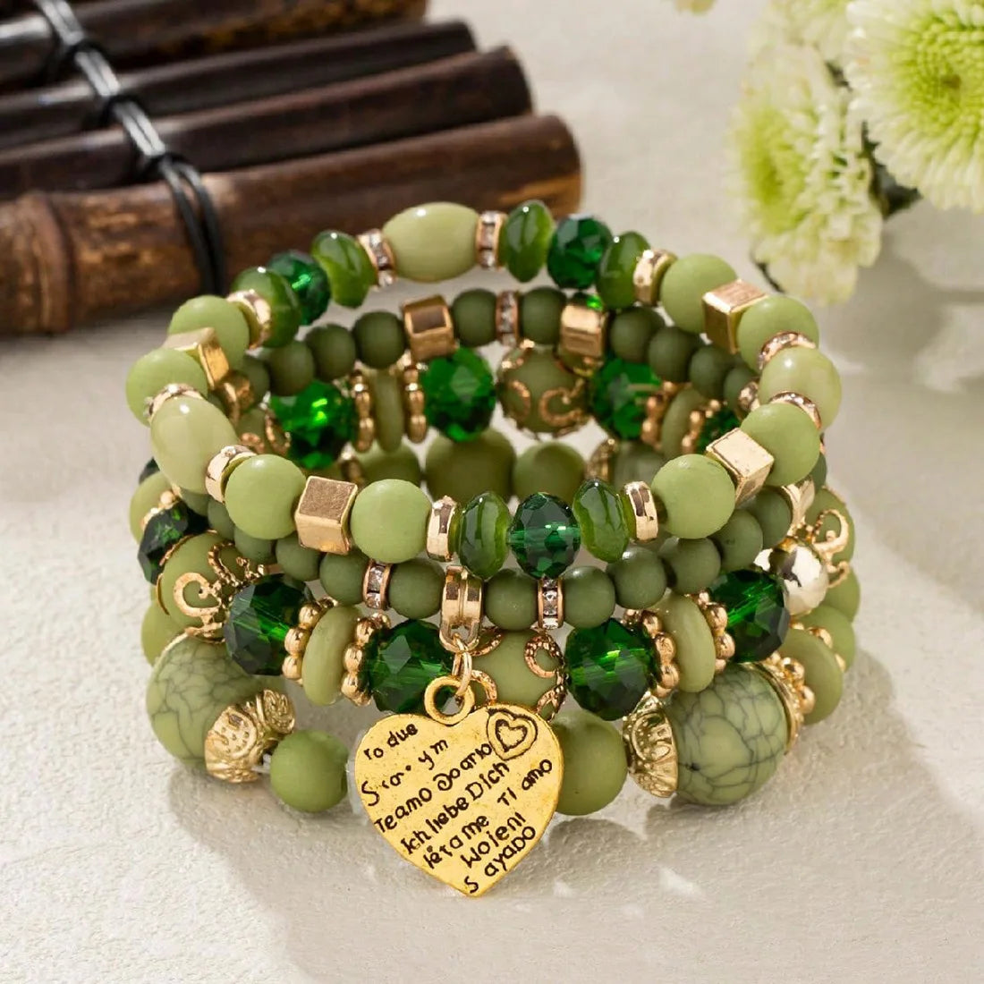 Bracelet Set Vintage Heart Charm