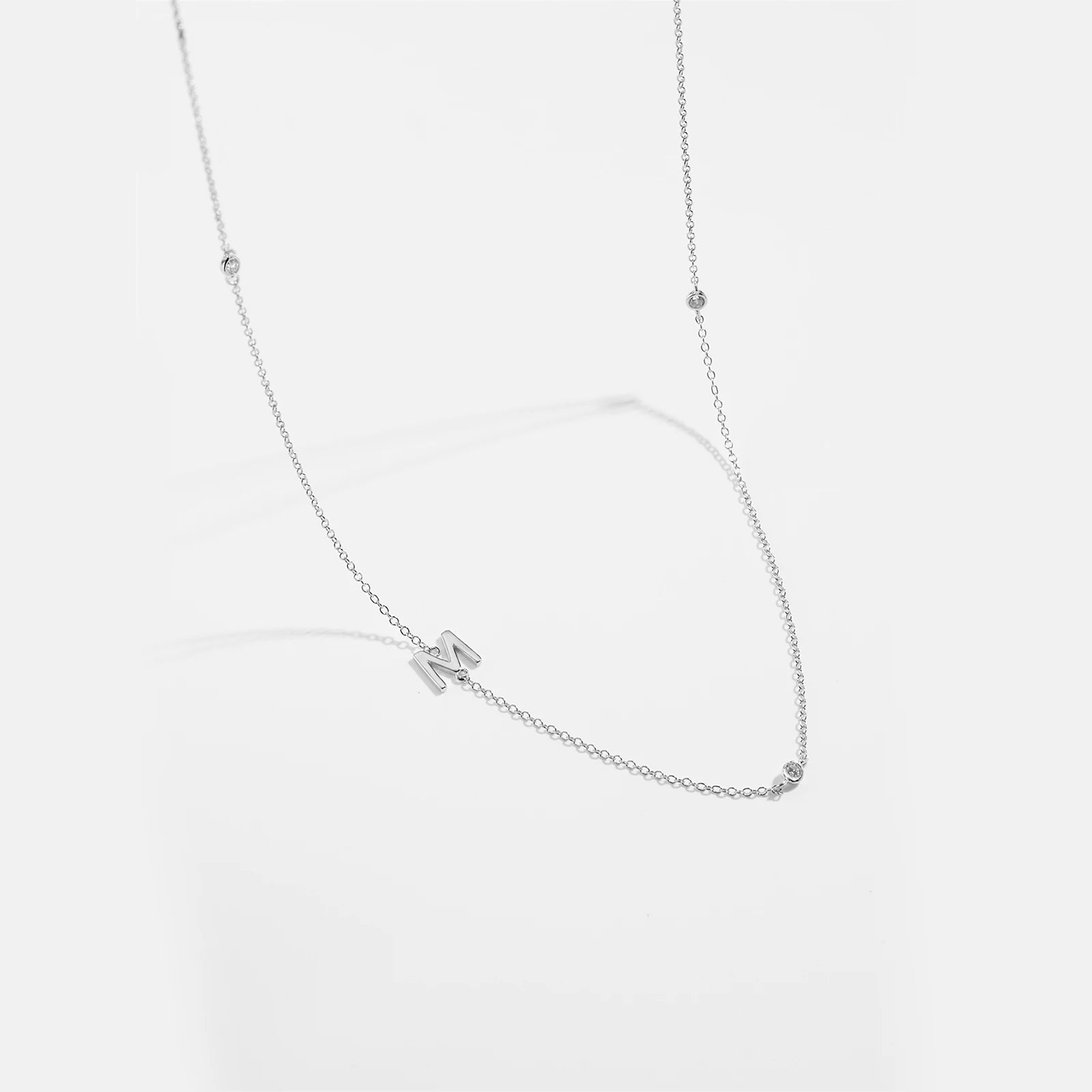 925 Sterling Silver Gold Letter Plain Pendant Choker Charm Necklace 26 Letter Alphabet