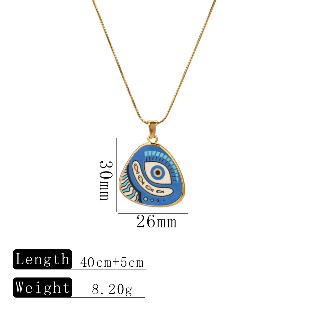 Cyberpunk Style Stainless Steel Evil Eye Gold-Plated Pendant Necklace