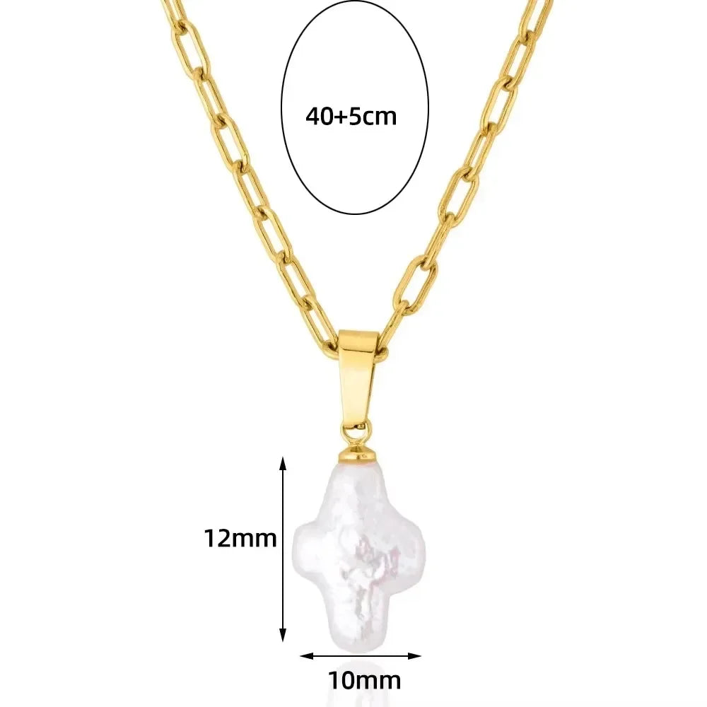 Exquisite Cross Pearl Jellyfish Pendant Necklace