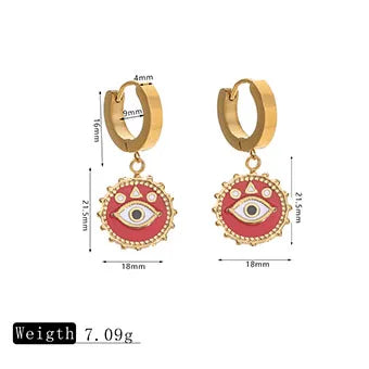 Stainless steel Turkish Evil Eye Earring Dangles Personalized Enamel Jewelry