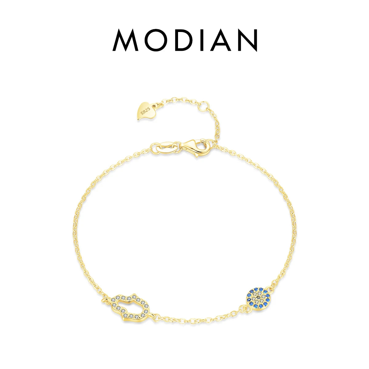 925 Sterling Silver Luxury Turquoise Blue Eyes Clear Cubic Zircon Crystal Link Chain Bracelet