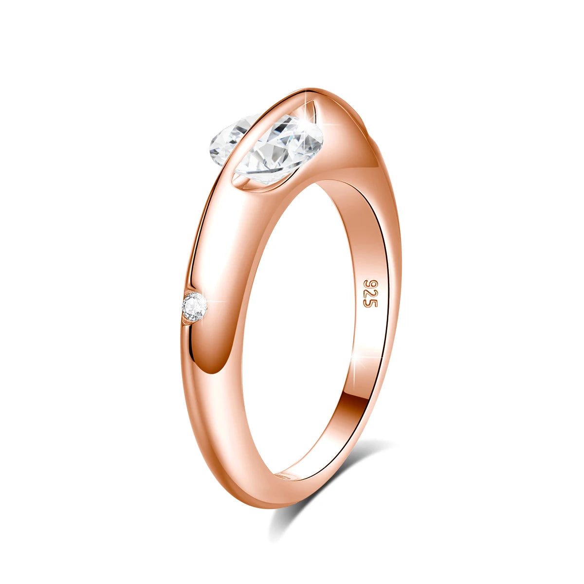 Rotate Moissanite Rings - Solid S925 Silver Solitaire Classic Band