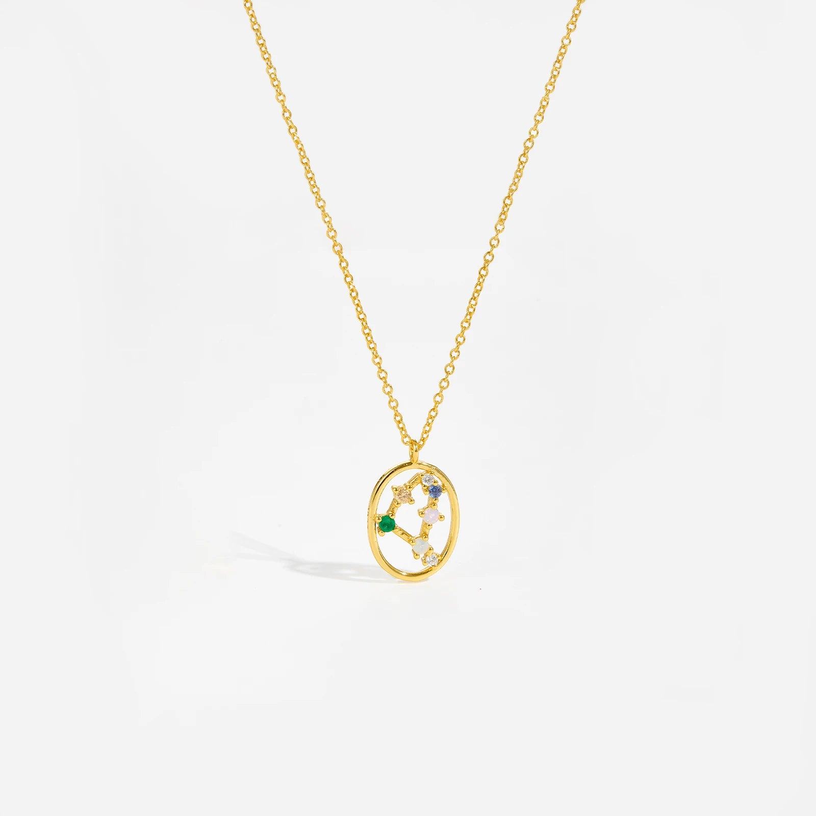 925 Sterling Silver Spring Rainbow CZ Zodiacs Pendant Necklace