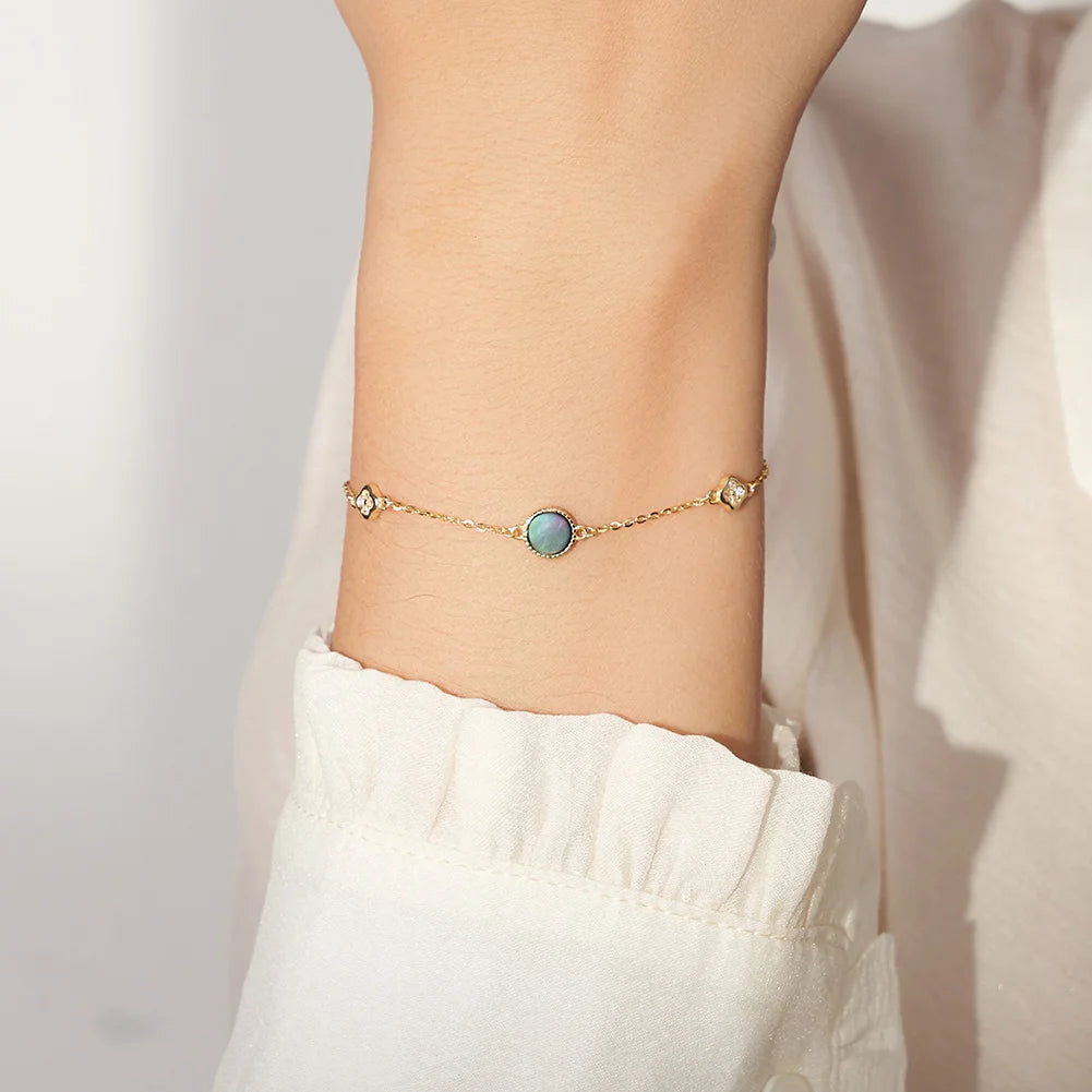 Glimora 14K Gold 925 Sterling Silver Shell Bracelet