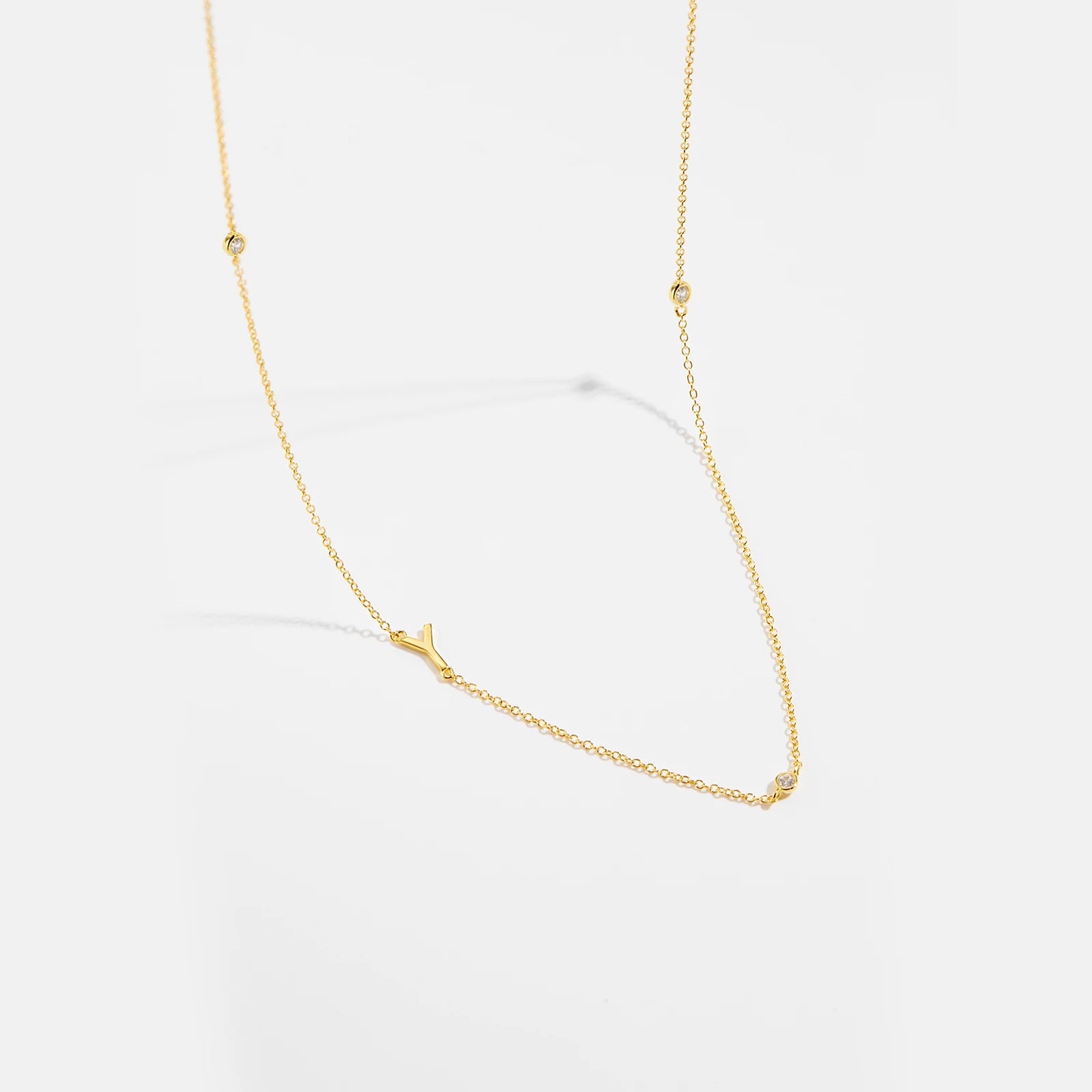 925 Sterling Silver Gold Letter Plain Pendant Choker Charm Necklace 26 Letter Alphabet