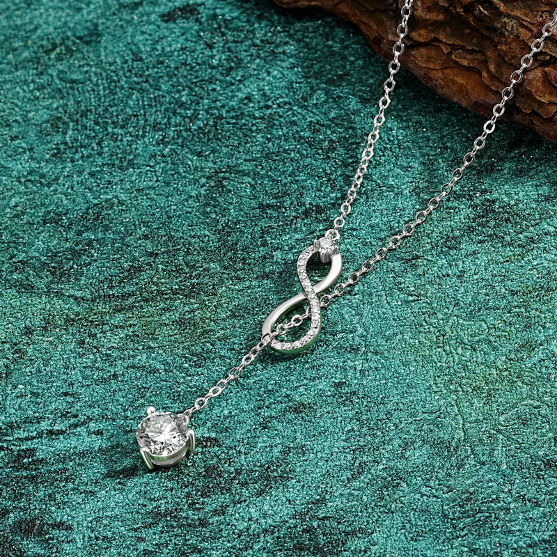 925 Silver Infinity Necklace  - 6.5mm D Color Moisasnite Pendant Y Shape Necklaces
