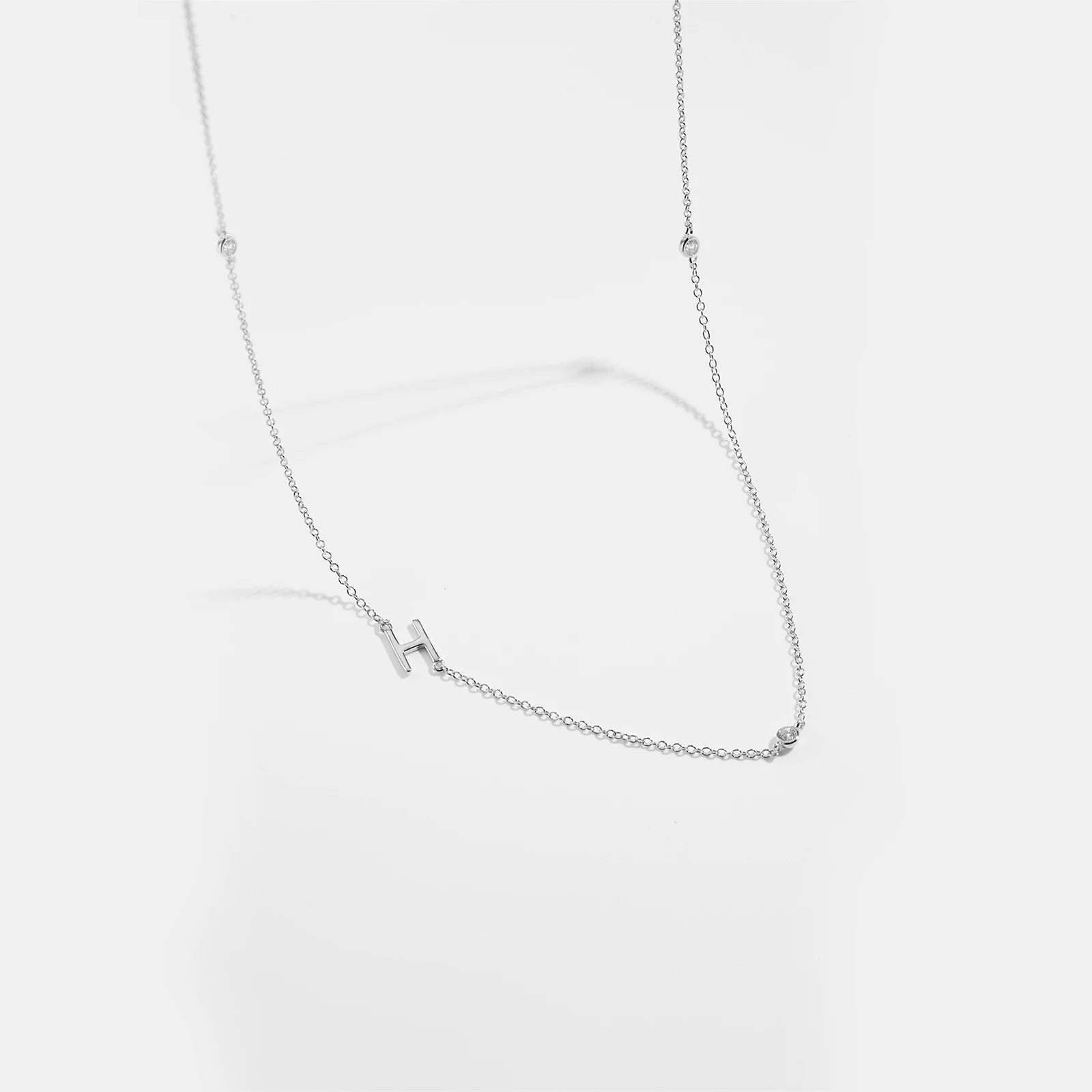 925 Sterling Silver Gold Letter Plain Pendant Choker Charm Necklace 26 Letter Alphabet