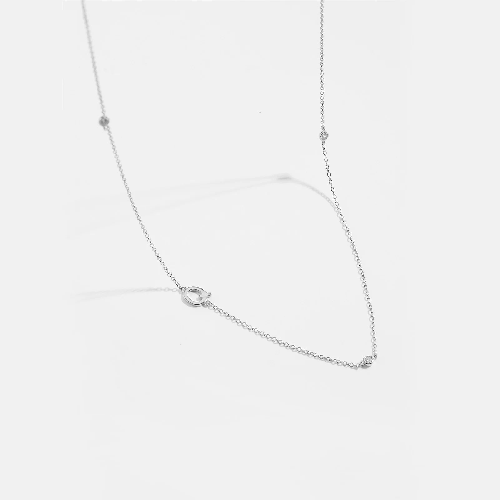 925 Sterling Silver Gold Letter Plain Pendant Choker Charm Necklace 26 Letter Alphabet