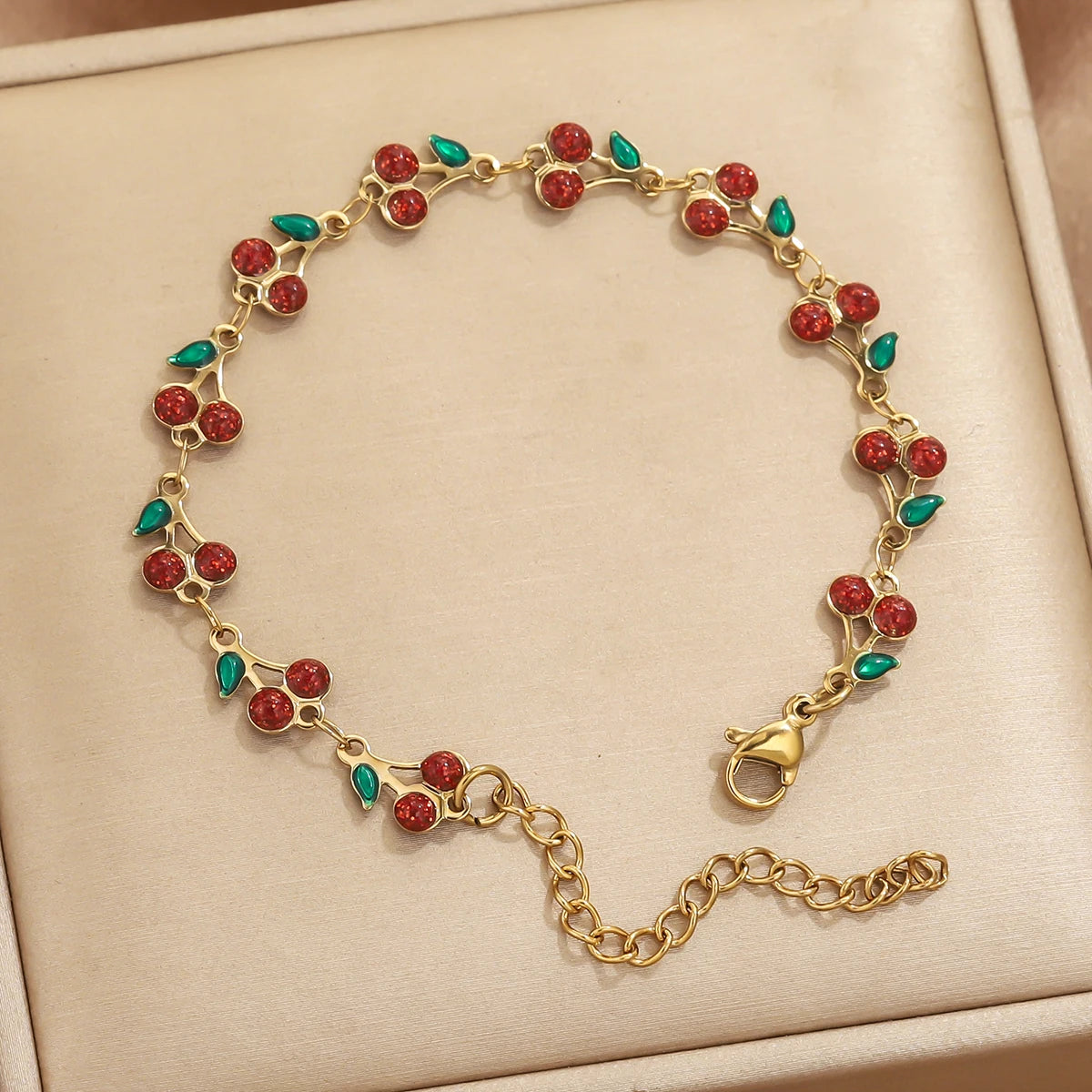 Stainless Steel Cherry Shape Cuff Bracelet Retro Bohemian Bangle Hot Style