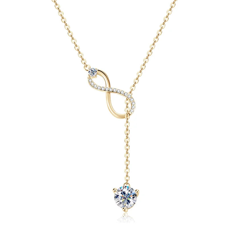 925 Silver Infinity Necklace  - 6.5mm D Color Moisasnite Pendant Y Shape Necklaces