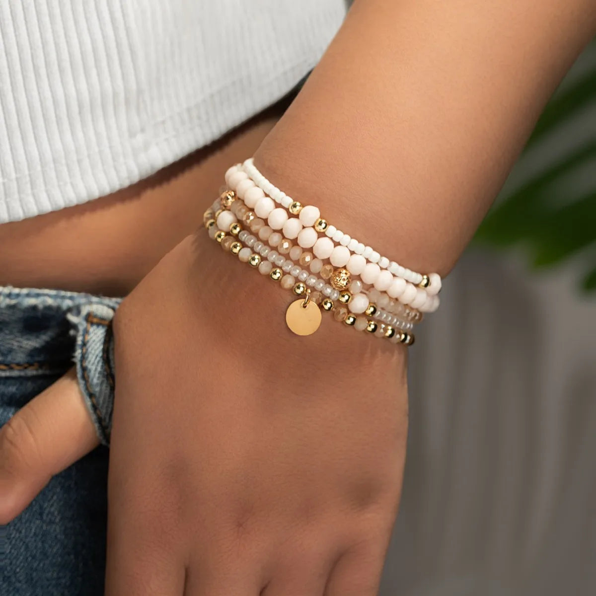 Bracelet Set Round Piece Charm Trendy