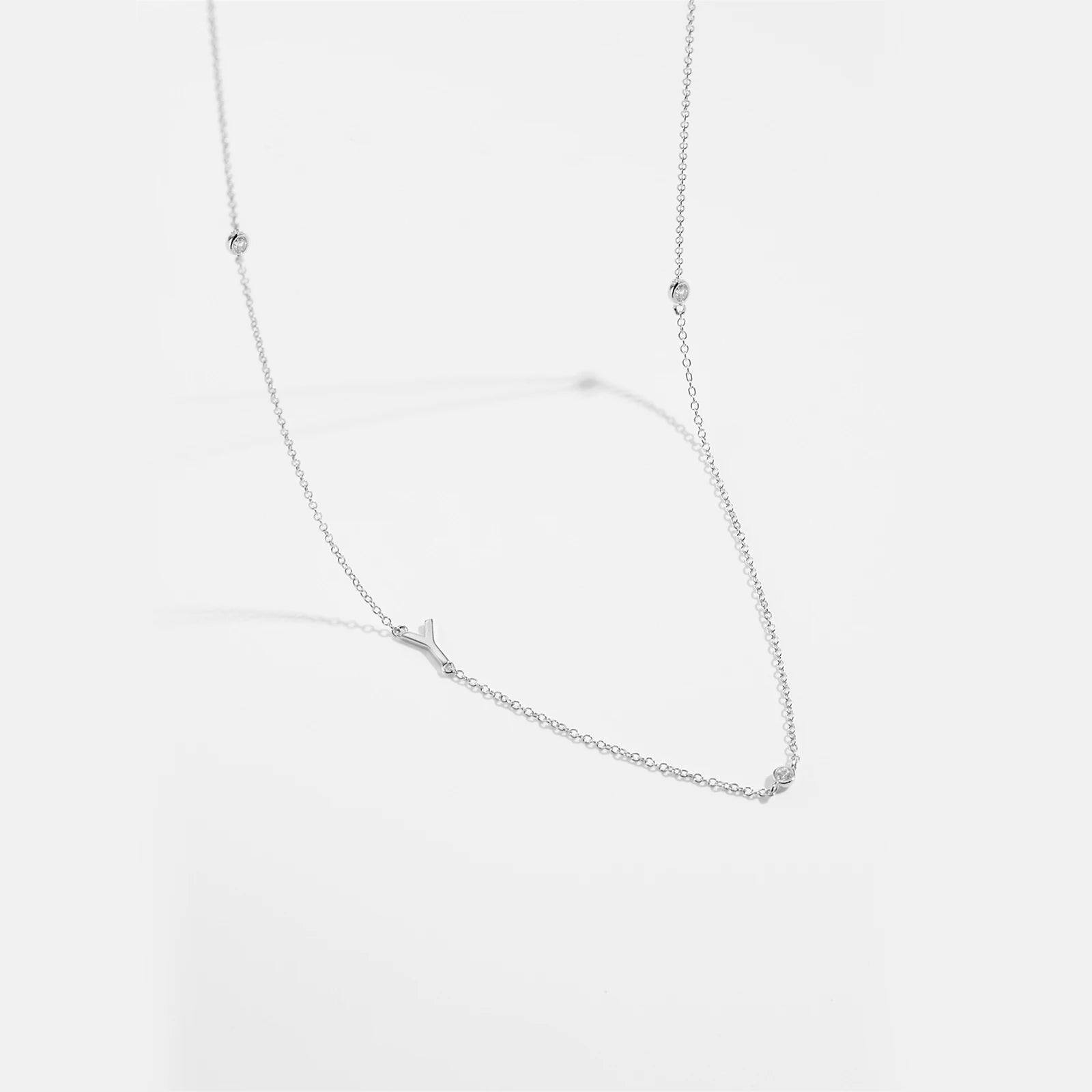 925 Sterling Silver Gold Letter Plain Pendant Choker Charm Necklace 26 Letter Alphabet