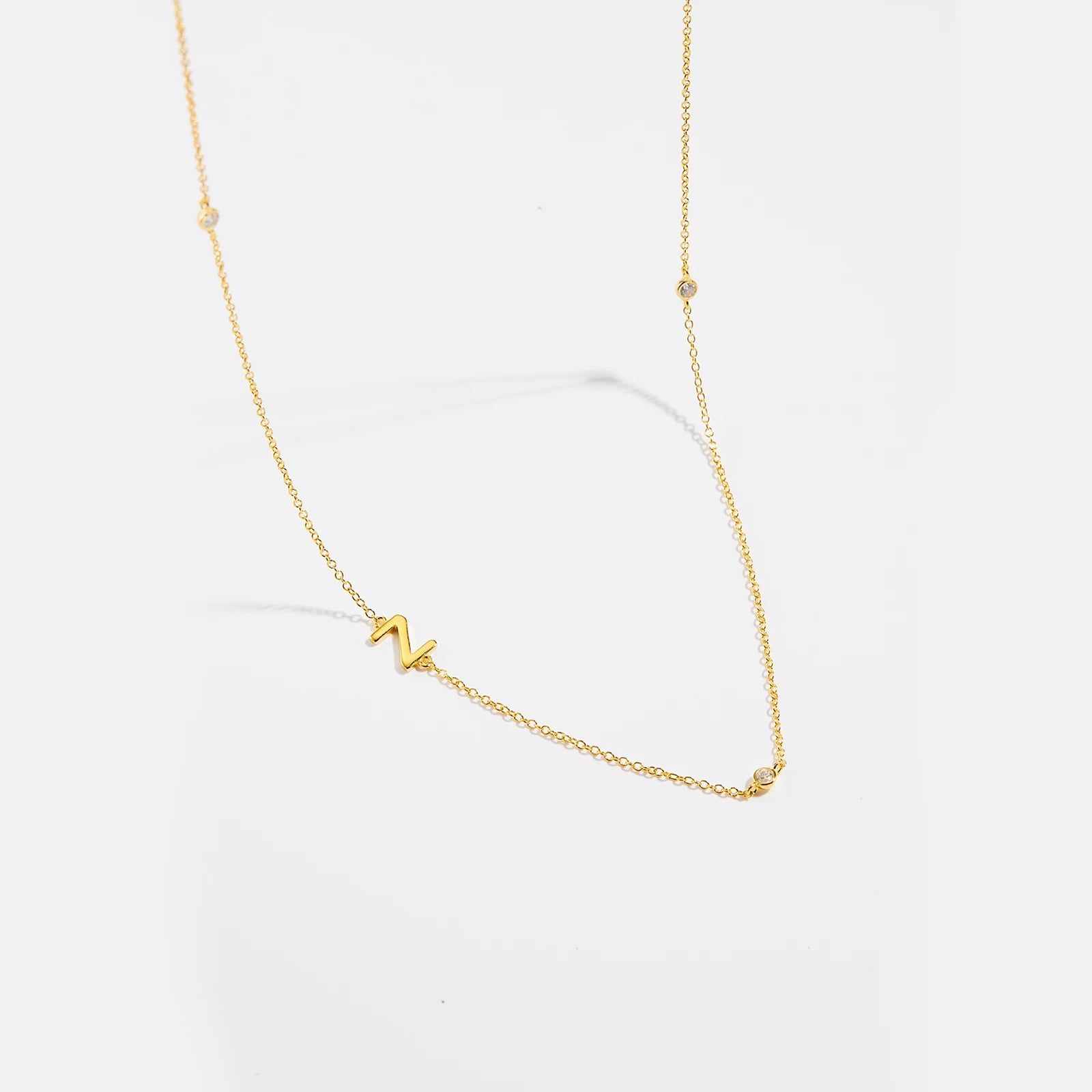925 Sterling Silver Gold Letter Plain Pendant Choker Charm Necklace 26 Letter Alphabet
