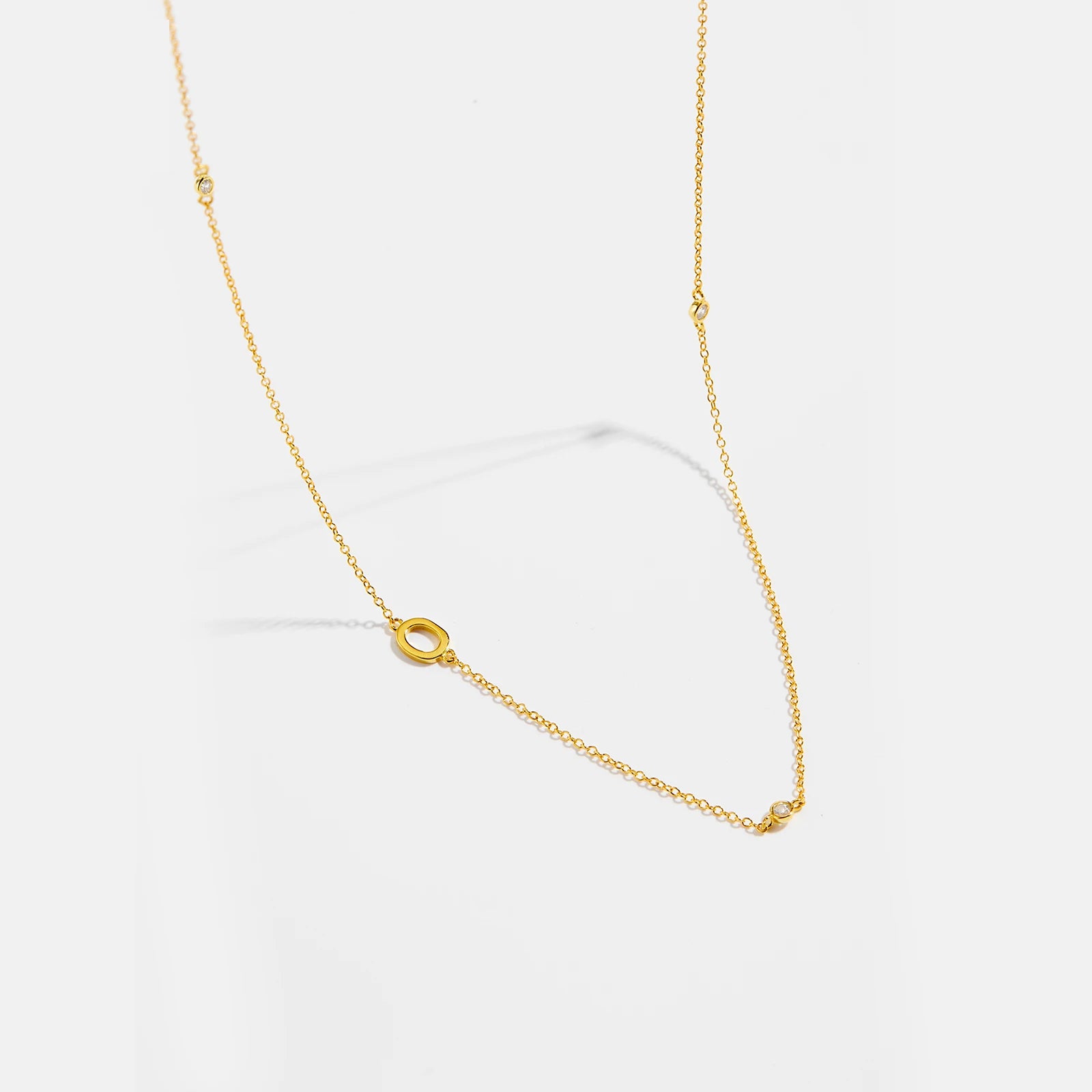 925 Sterling Silver Gold Letter Plain Pendant Choker Charm Necklace 26 Letter Alphabet