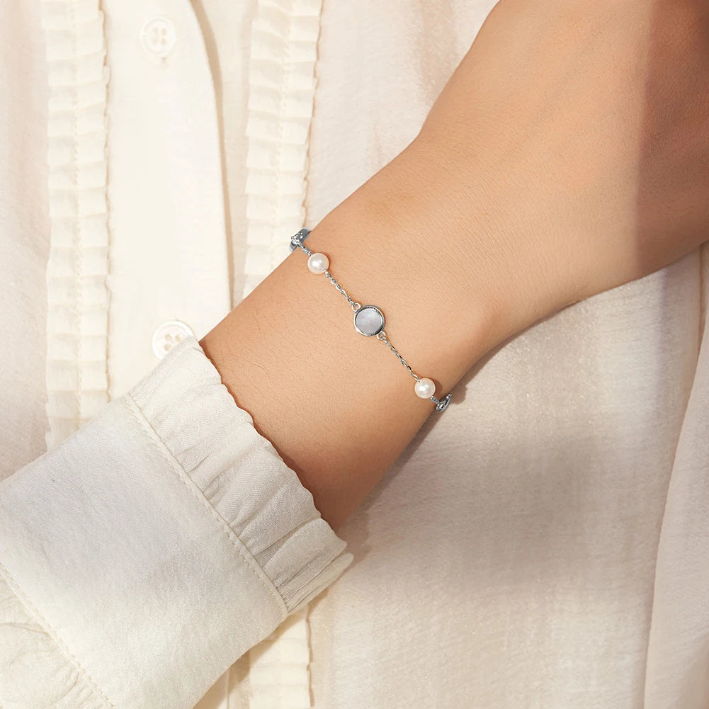Glimora 14K Gold 925 Sterling Silver Shell Bracelet