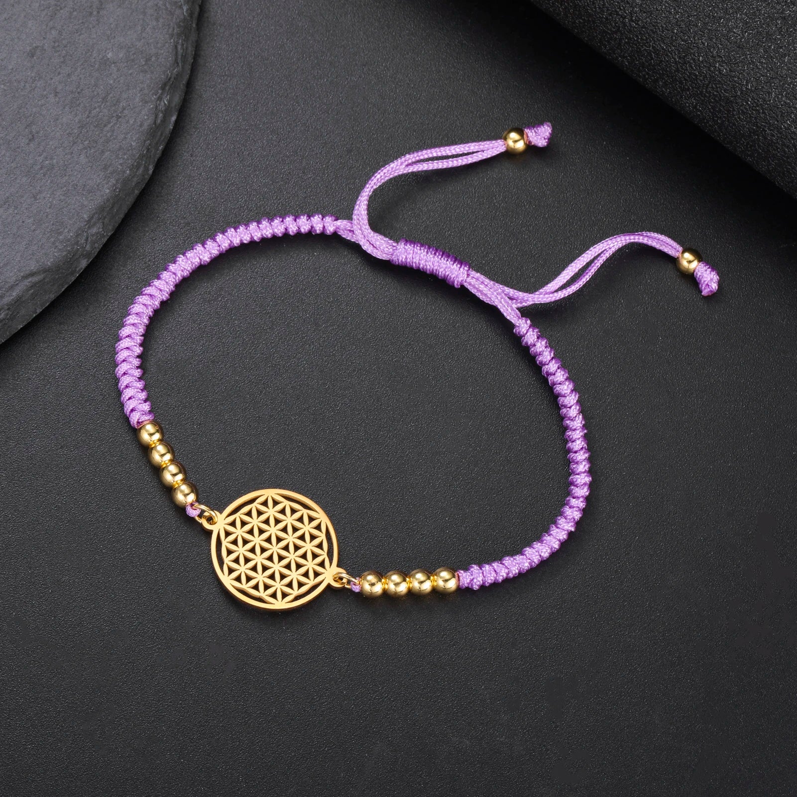 Stainless Steel Vintage Flower of Life Charms Bracelet