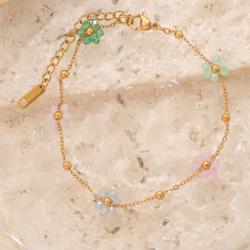 Minimalist Trendy Stainless Steel Bracelet Stylish Double Layer Faux Pearl Gold-Plated Bracelets Daily Jewelry