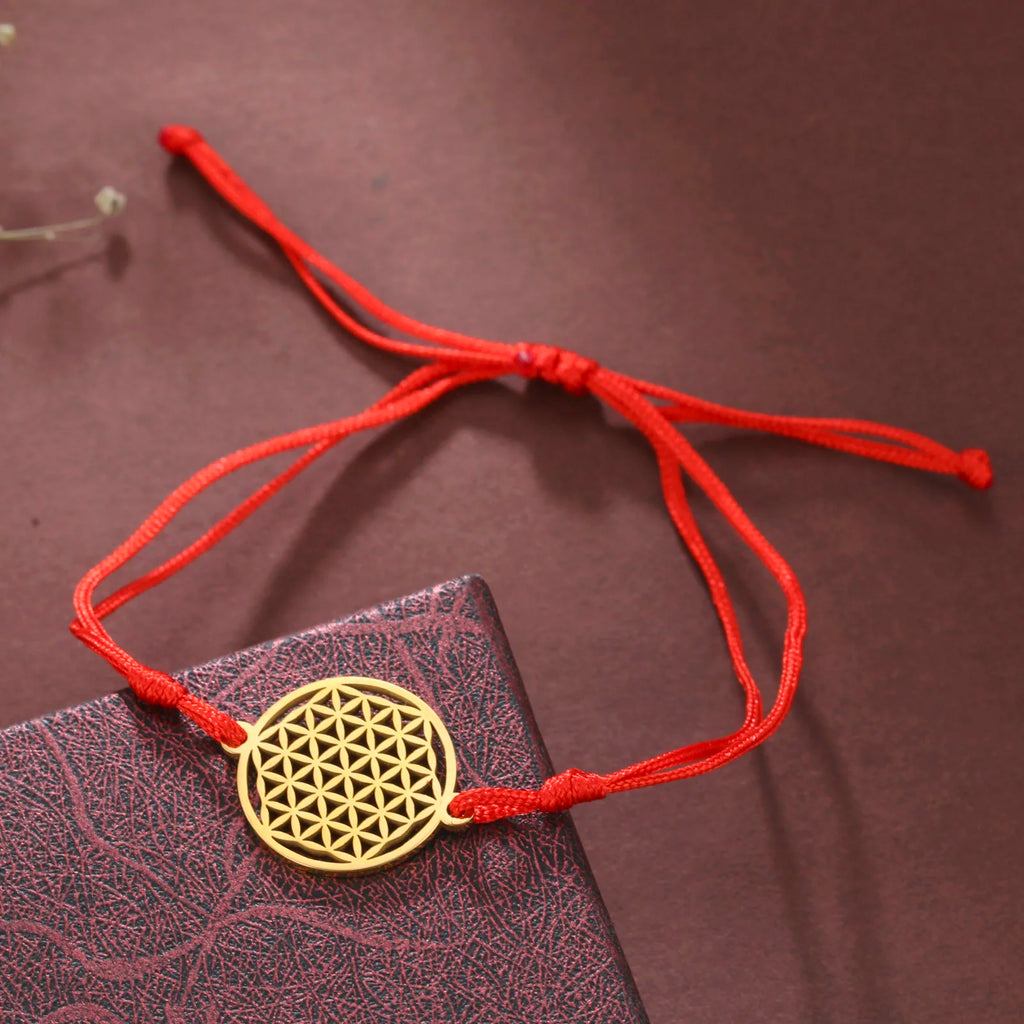 Stainless Steel Vintage Flower of Life Charms Bracelet