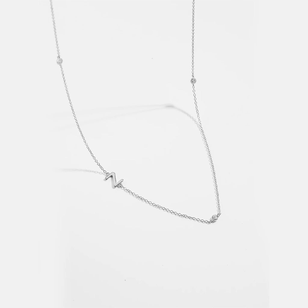 925 Sterling Silver Gold Letter Plain Pendant Choker Charm Necklace 26 Letter Alphabet