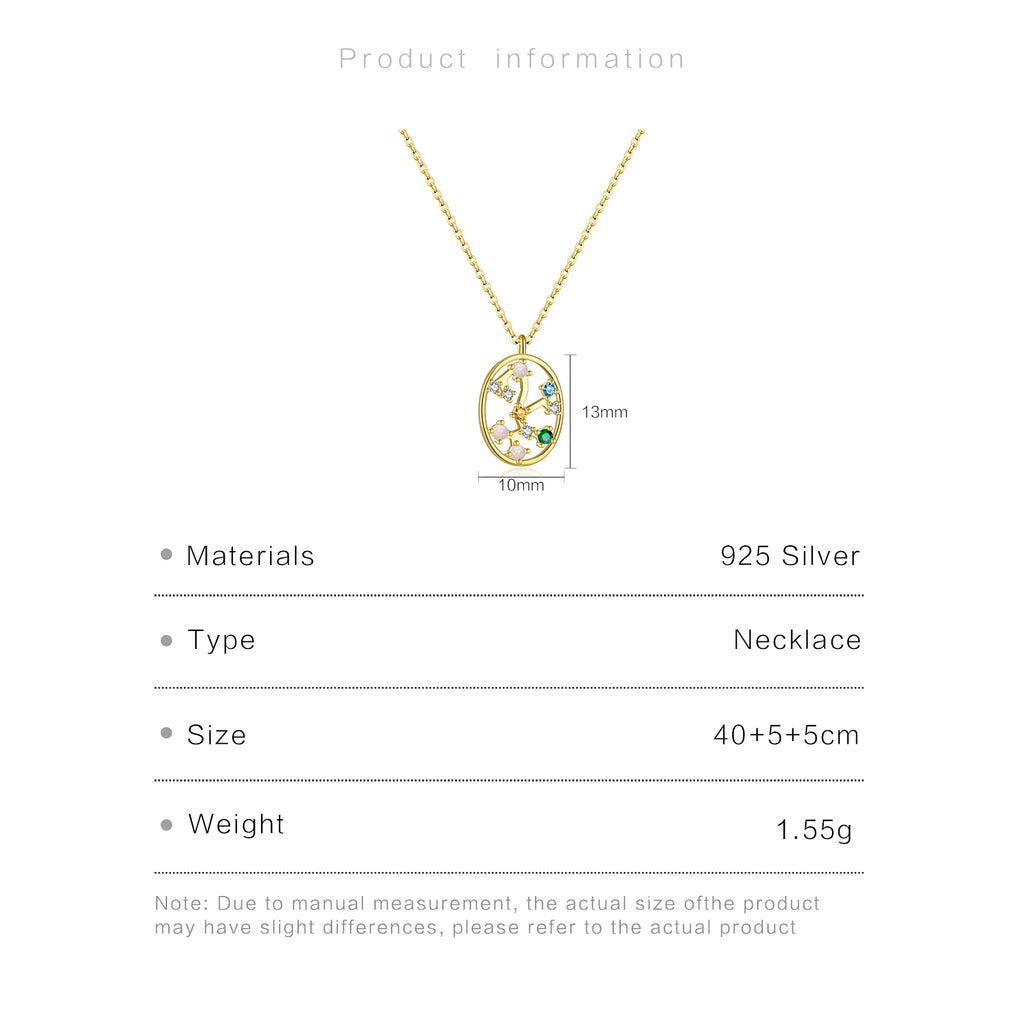 925 Sterling Silver Spring Rainbow CZ Zodiacs Pendant Necklace