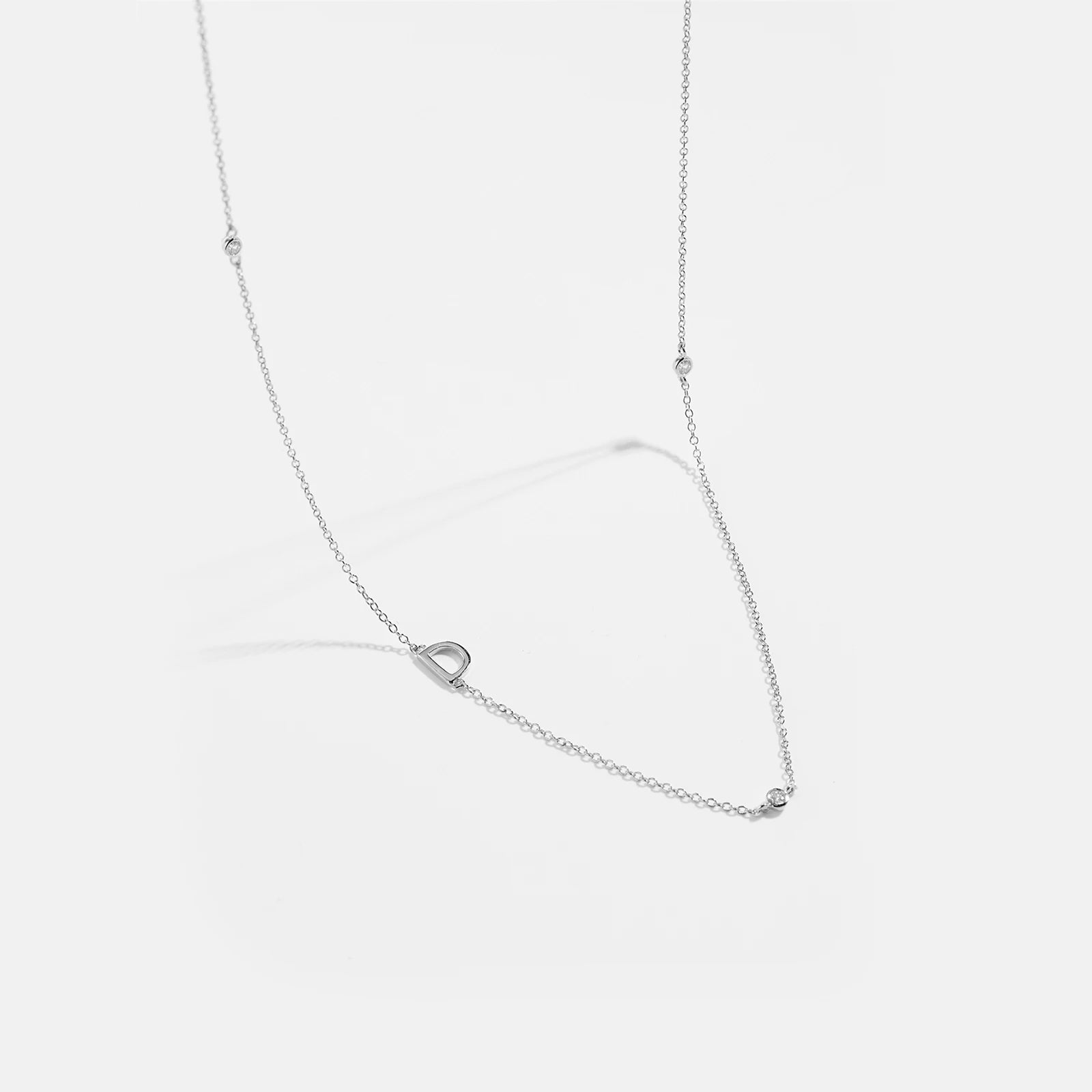 925 Sterling Silver Gold Letter Plain Pendant Choker Charm Necklace 26 Letter Alphabet