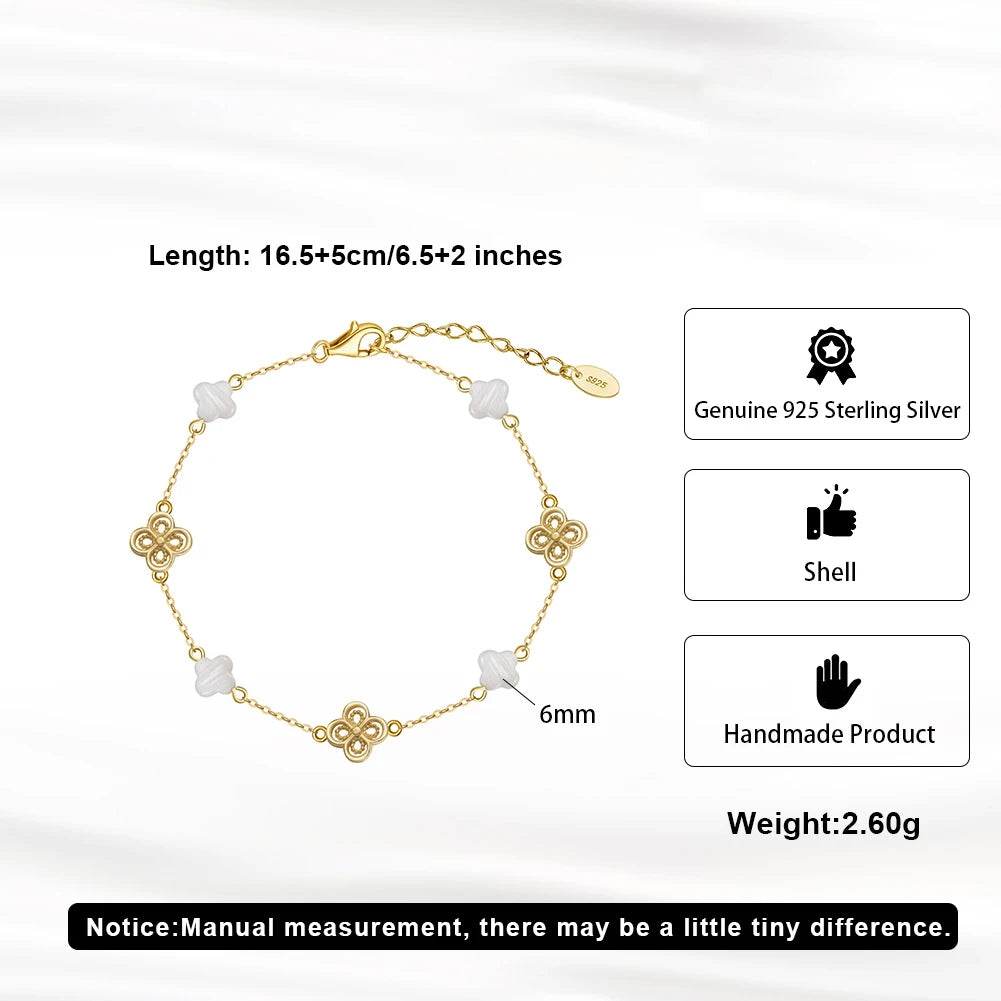 Glimora 14K Gold 925 Sterling Silver Shell Bracelet