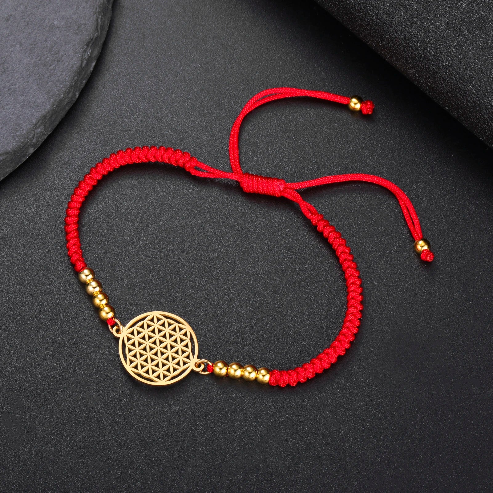 Stainless Steel Vintage Flower of Life Charms Bracelet