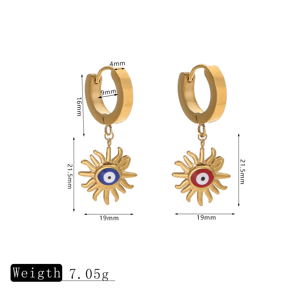Stainless steel Turkish Evil Eye Earring Dangles Personalized Enamel Jewelry