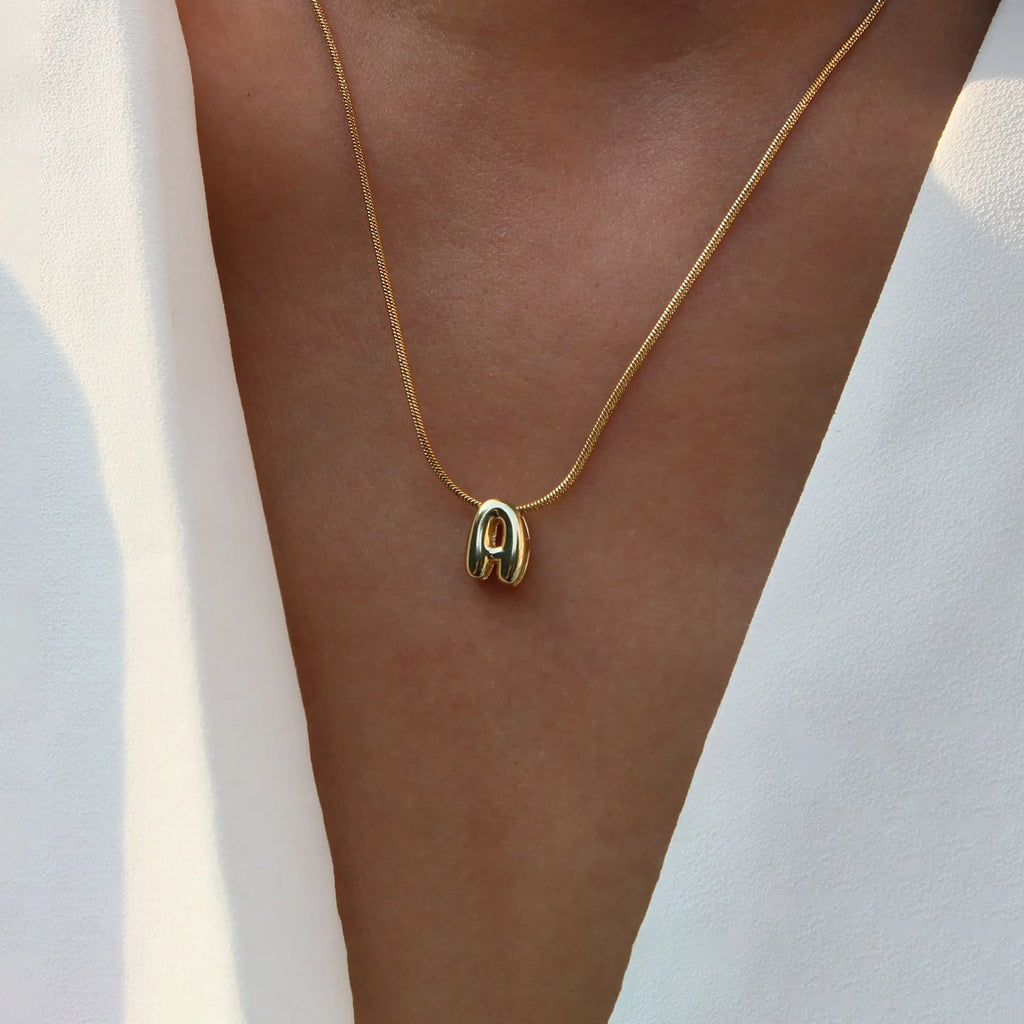 Gold Plated Balloon 26 Alphabet Letter Pendant Necklace