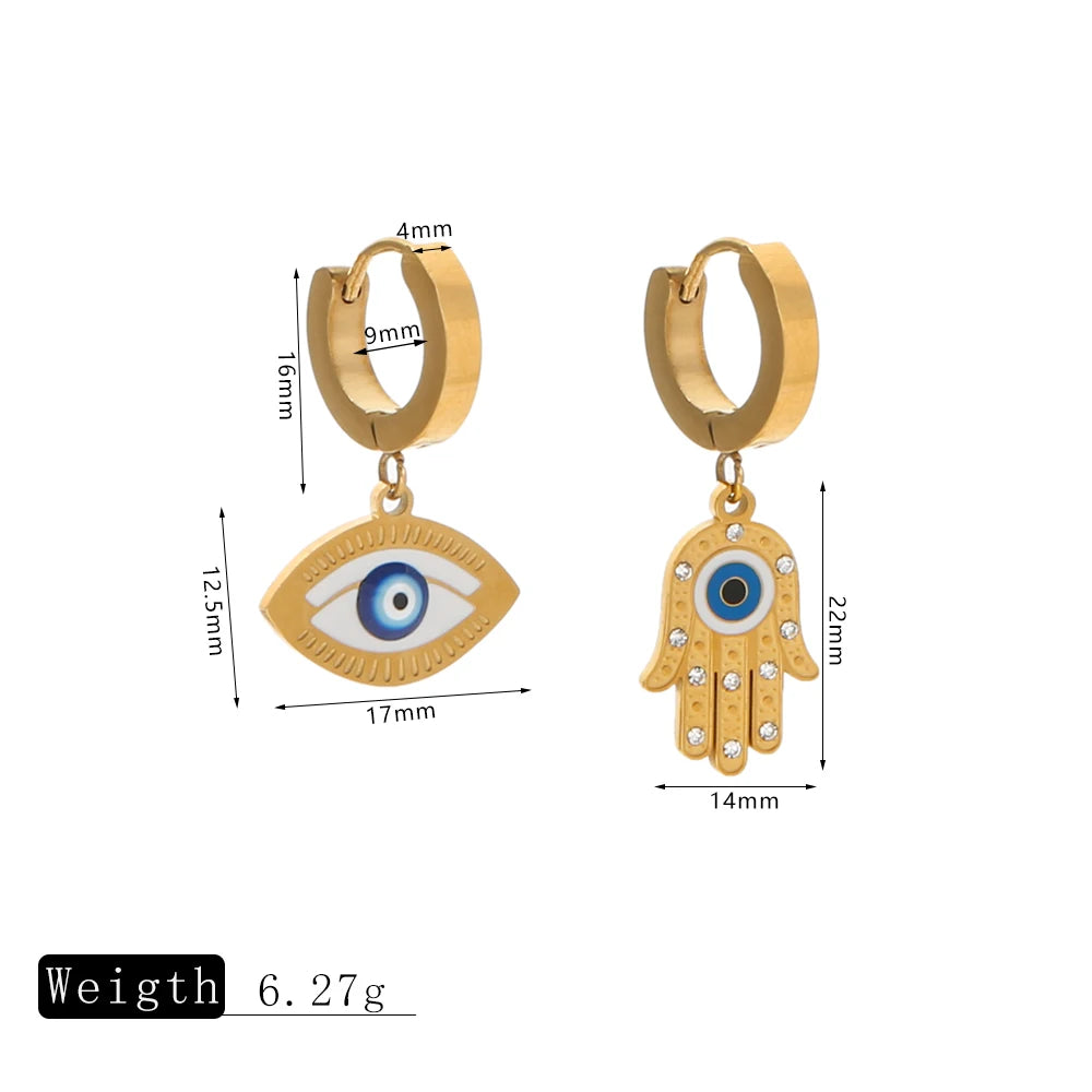 Stainless steel Turkish Evil Eye Earring Dangles Personalized Enamel Jewelry