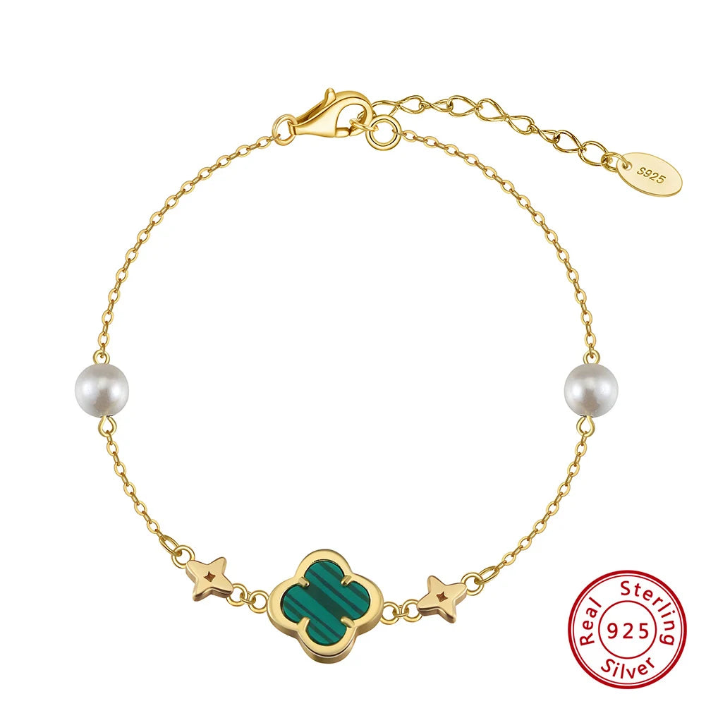 New Four Leaf Flower Pendant 925 Sterling Silver Necklace